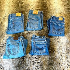 Lot 5 Pairs Work Jeans - Levi’s, AE, Lucky Brand